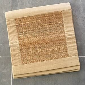 Set of 4 Square Woven Natural Fiber Placemats w/ Fabric Borders CLEAN CONDITION‎